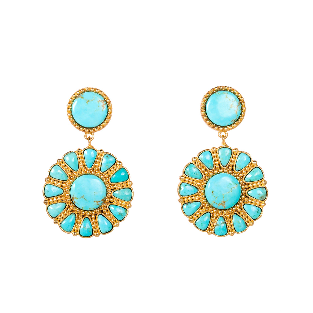 Multi stone turquoise statement chandelier Navajo earrings, Authentic – The  Sundance Gallery